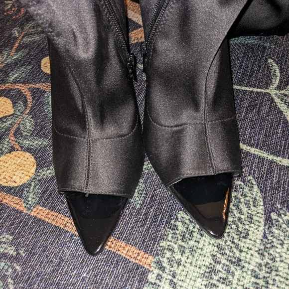 Over-the-knee Nylon Peep-Toe Boots - Picture 2 of 4